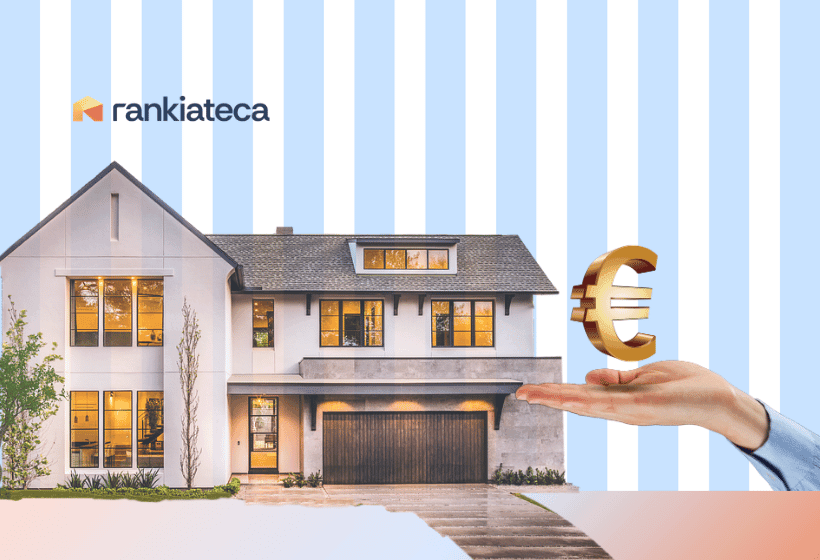 Vivienda familiar con símbolo del euro para ilustrar una hipoteca de 150.000 euros.