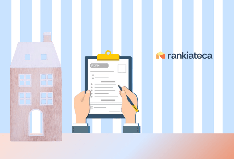 Ilustración de una vivienda y un formulario con la documentación necesaria para solicitar una hipoteca